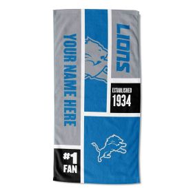 [Personalization Only] OFFICIAL NFL Colorblock Personalized Beach Towel - Lions