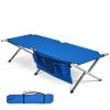 Folding Portable Camping Cot with Carrying Bag and Side Pockets