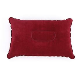 Portable Fold Inflatable Air Pillow Outdoor Travel Sleeping Camping PVC Neck Stretcher Backrest Plane Comfortable Pillow (Color: G911D-wine red)