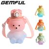 Cute Water Bottle 27oz With Strap Portable Leakproof BPA-free Kawaii Bear Straw Drink Bottles